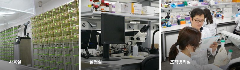 사육실, 실험실, 조직병리실